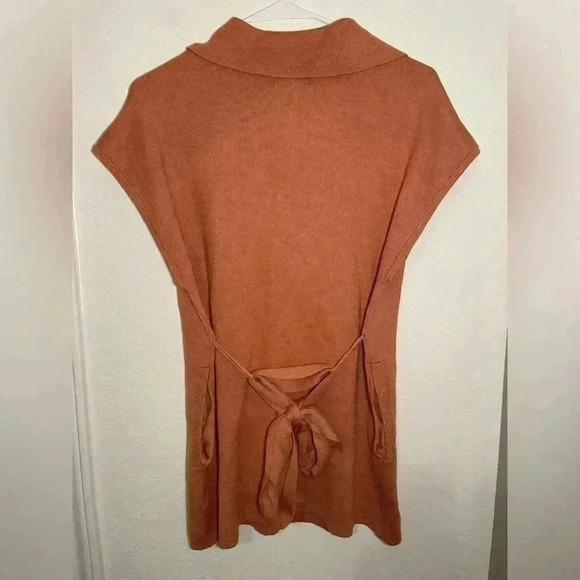 JLUXLABEL Brownish Orange Button Up Wrapped Short Sleeve Top Womens Size Small - Picture 5 of 7